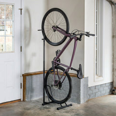 Bike stored vertically in the CycleStand Pro upright stand