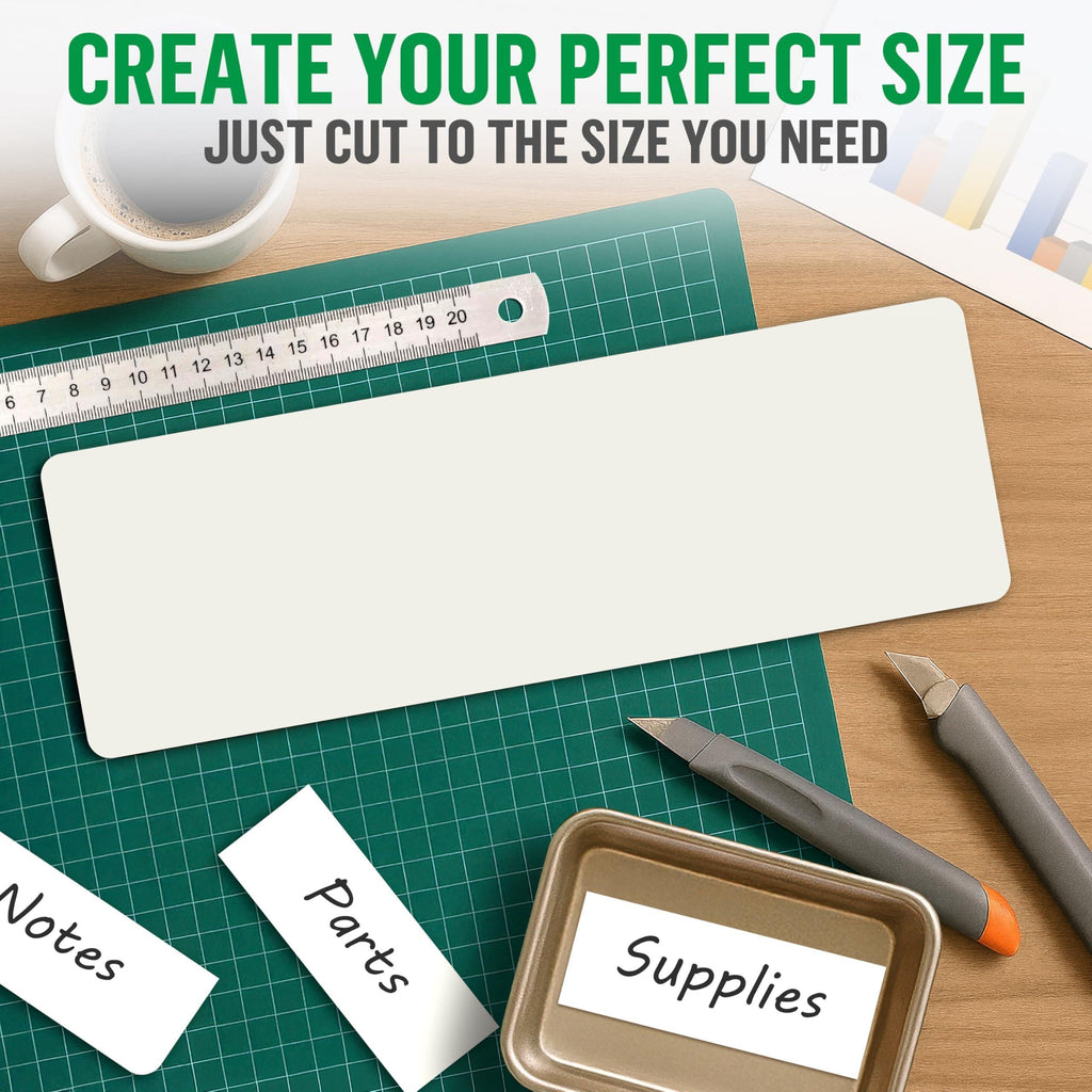 Extra-large magnetic label cut into smaller custom labels