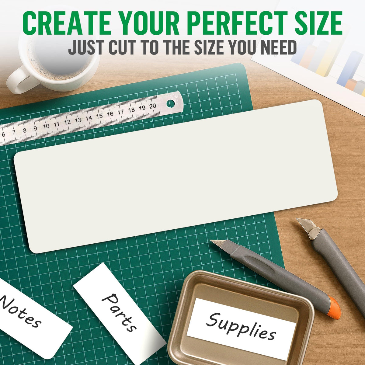Extra-large magnetic label cut into smaller custom labels