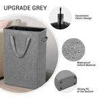 Dark gray hamper details showing support rods, Oxford fabric, and reinforced base