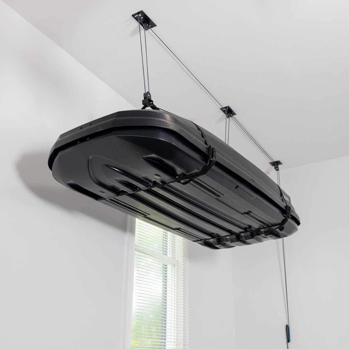 Cargo box held near the ceiling by the EasyLift hoist