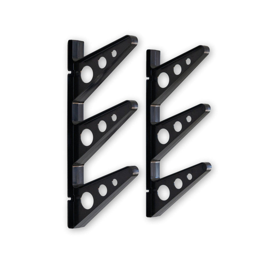 Pair of black Trifecta 3-level multi-use wall racks