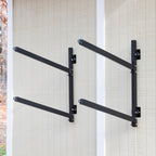 Empty Shenandoah 2-level wall rack mounted on a shed