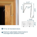 Mounting dimensions of the black laundry hamper's over-door hooks and adhesive pads
