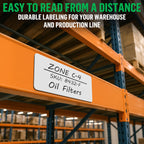 Extra-large magnetic label identifying a warehouse shelf