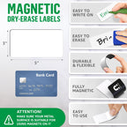 Large magnetic label showing size, write-on, wipe-clean, flexible, and fully magnetic features