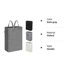 Dark gray Oxford fabric hamper shown with other color options