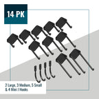 14-pack Simple Hooks kit: 2 large, 3 medium, 5 small and 4 mini J hooks