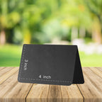 Black chalkboard tent sign showing a 4-inch width and 3-inch height