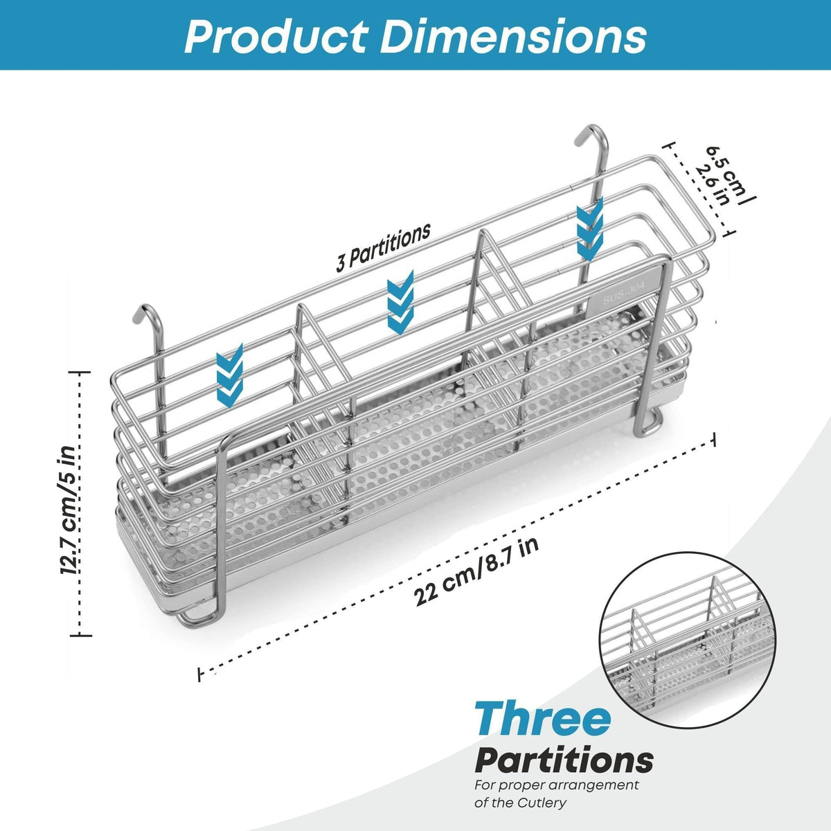 Utensil drying rack dimensions: 8.7 x 2.6 x 5 inches