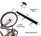 Blackstone 4-bike rack: 36 in rail, supports up to 200 lb, powder-coated steel, rubber-coated hooks