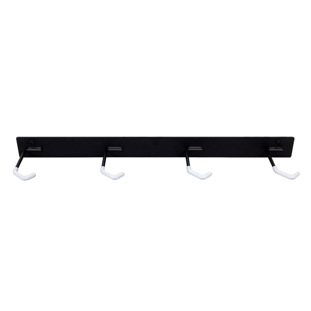 Empty Blackstone 4-bike rail with four rubber-coated hooks