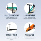 Hi-Port 2 features: space-efficient, adjustable, secure grip, versatile