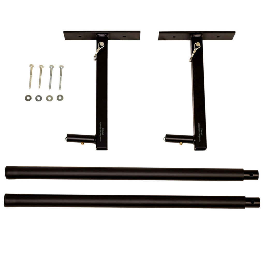 Parts included: two ceiling mounts, two support arms and hardware