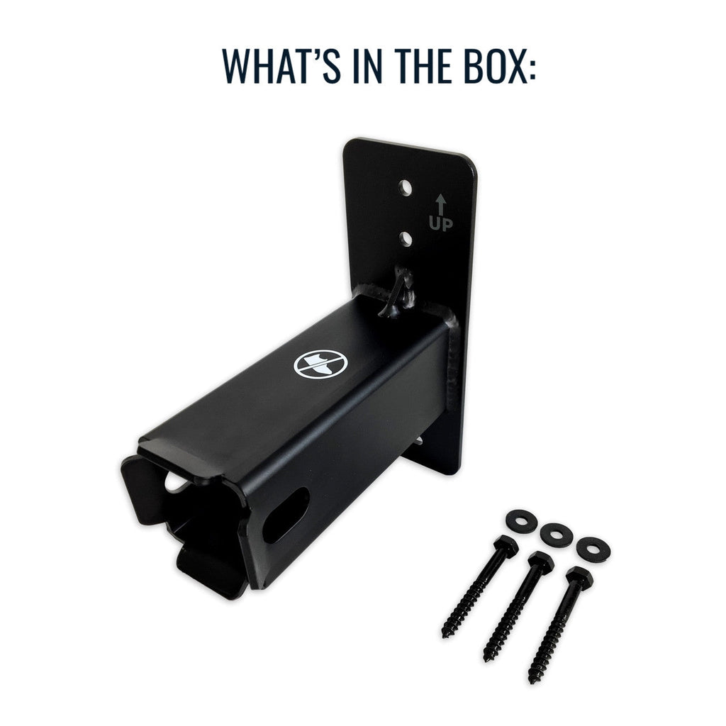 What's in the box: hitch wall mount with three mounting screws and washers