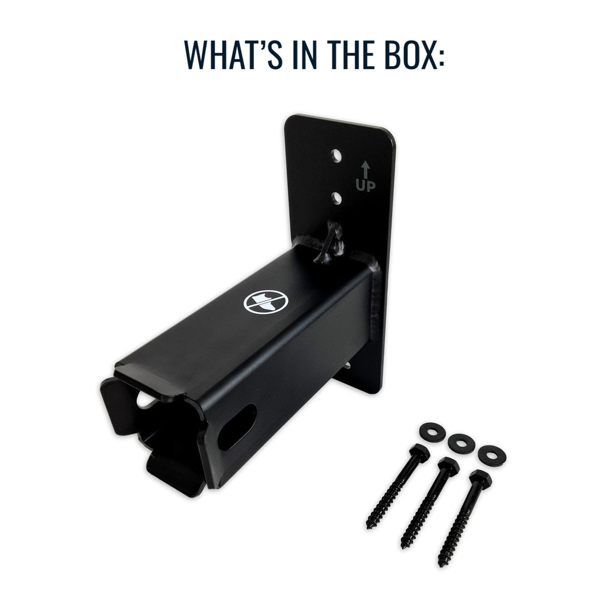 What's in the box: 2-inch hitch wall mount with three mounting screws and washers