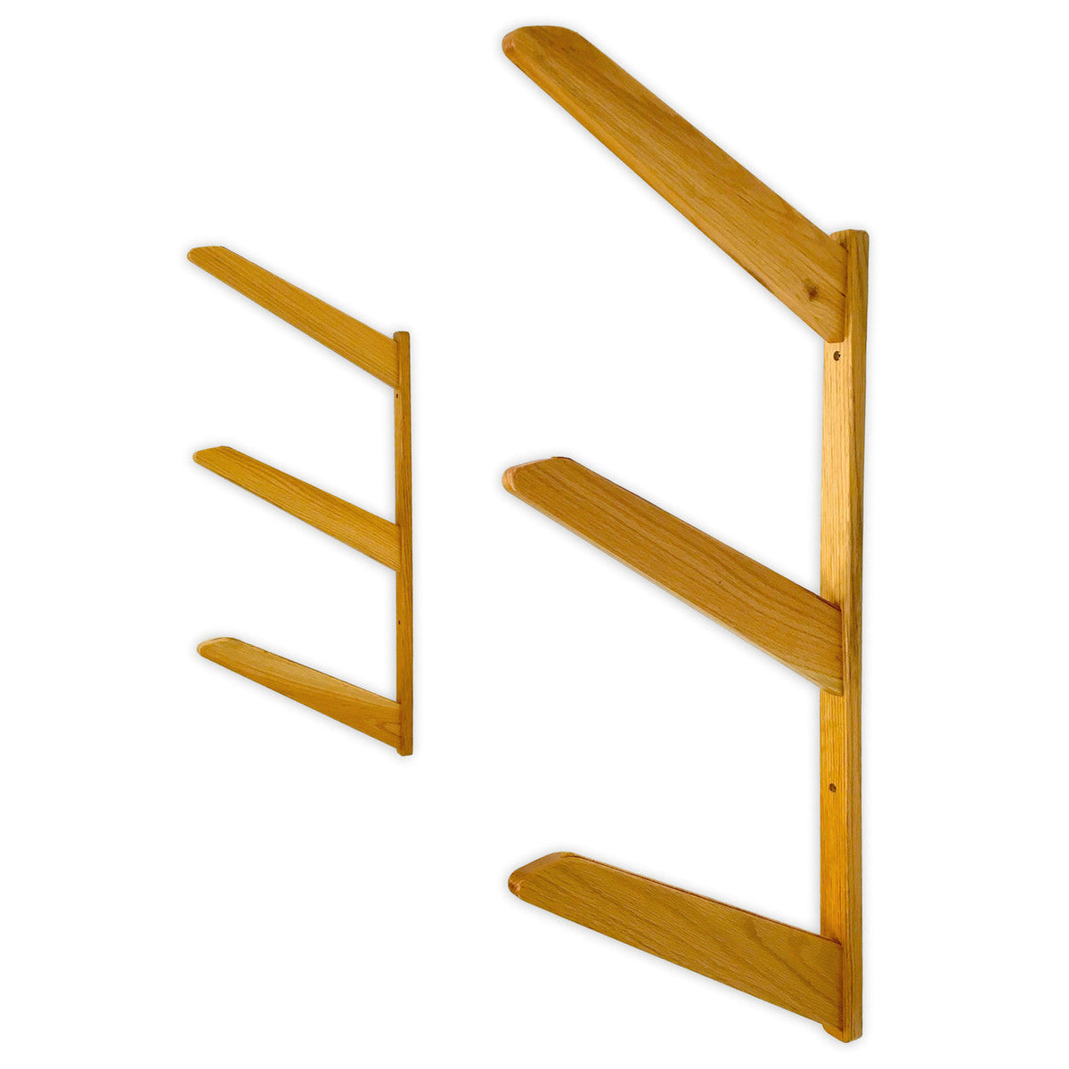 Pair of 3-level wooden TidyTimber wall rack brackets