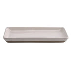 Cream speckled stoneware tray, side view