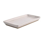 Rectangular cream speckled stoneware tray, 8 x 4 inches