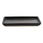 Matte black stoneware tray, side view
