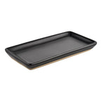 Rectangular matte black stoneware tray, 8 x 4 inches
