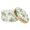 Round ceramic trinket box with lid and green Delft pattern
