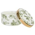 Round ceramic trinket box with lid and green Delft pattern