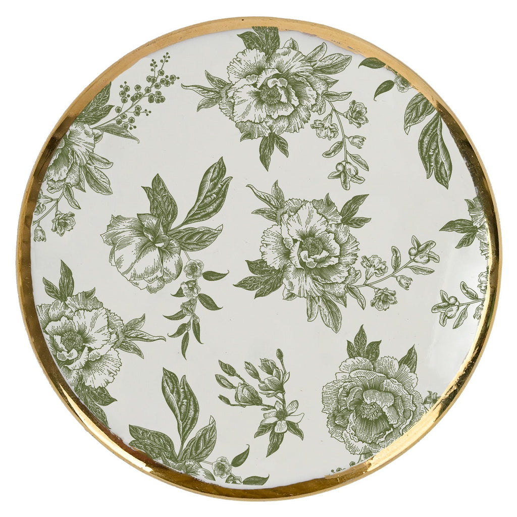 Top of the green Delft trinket box lid with gold rim