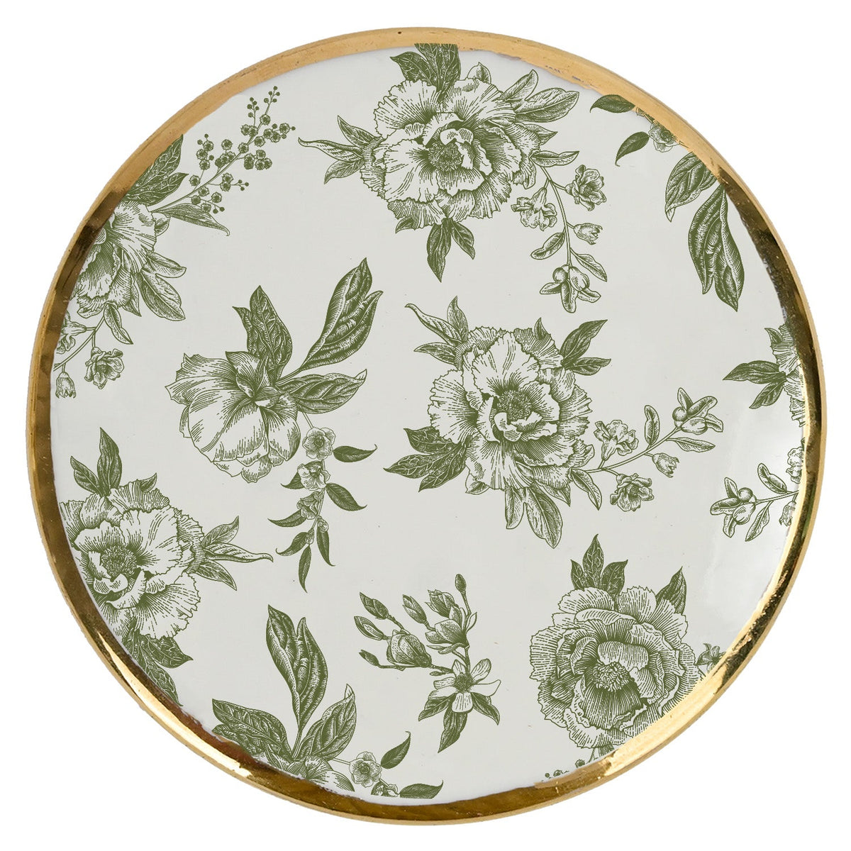 Top of the green Delft trinket box lid with gold rim