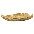 Gold leaf-shaped accessory dish, side view