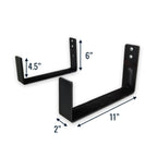 Minimalist wall hook dimensions: 11 in wide, 6 in tall, 4.5 in inner height, 2 in deep