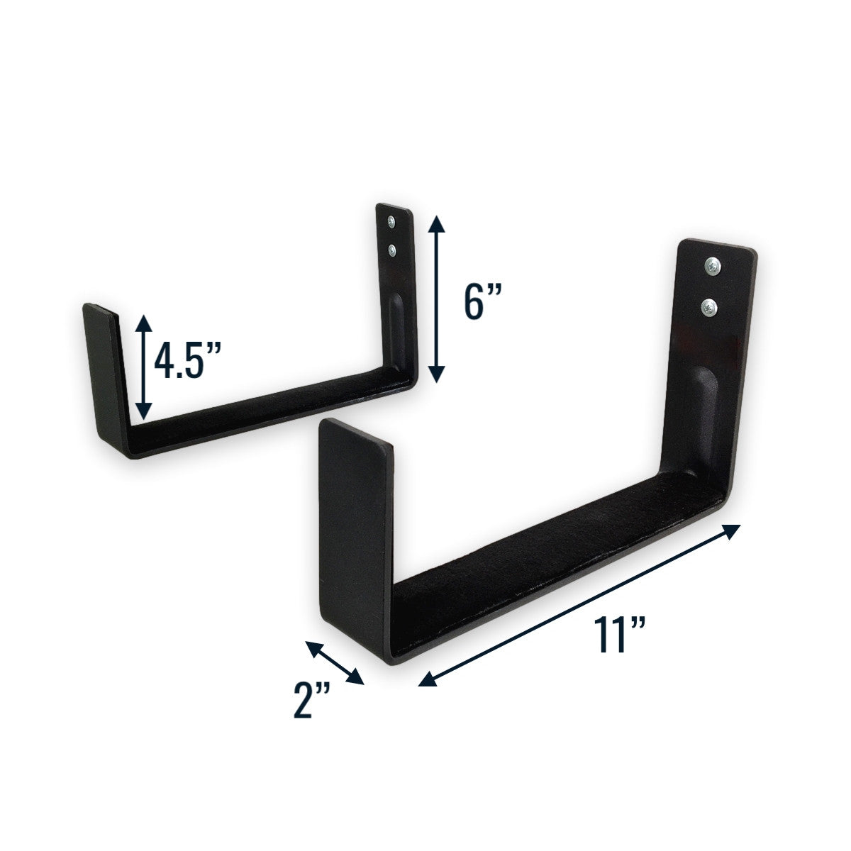 Minimalist wall hook dimensions: 11 in wide, 6 in tall, 4.5 in inner height, 2 in deep