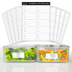Sheets of 200 write-on labels with labeled produce containers