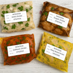 Write-on labels on freezer bags of chicken