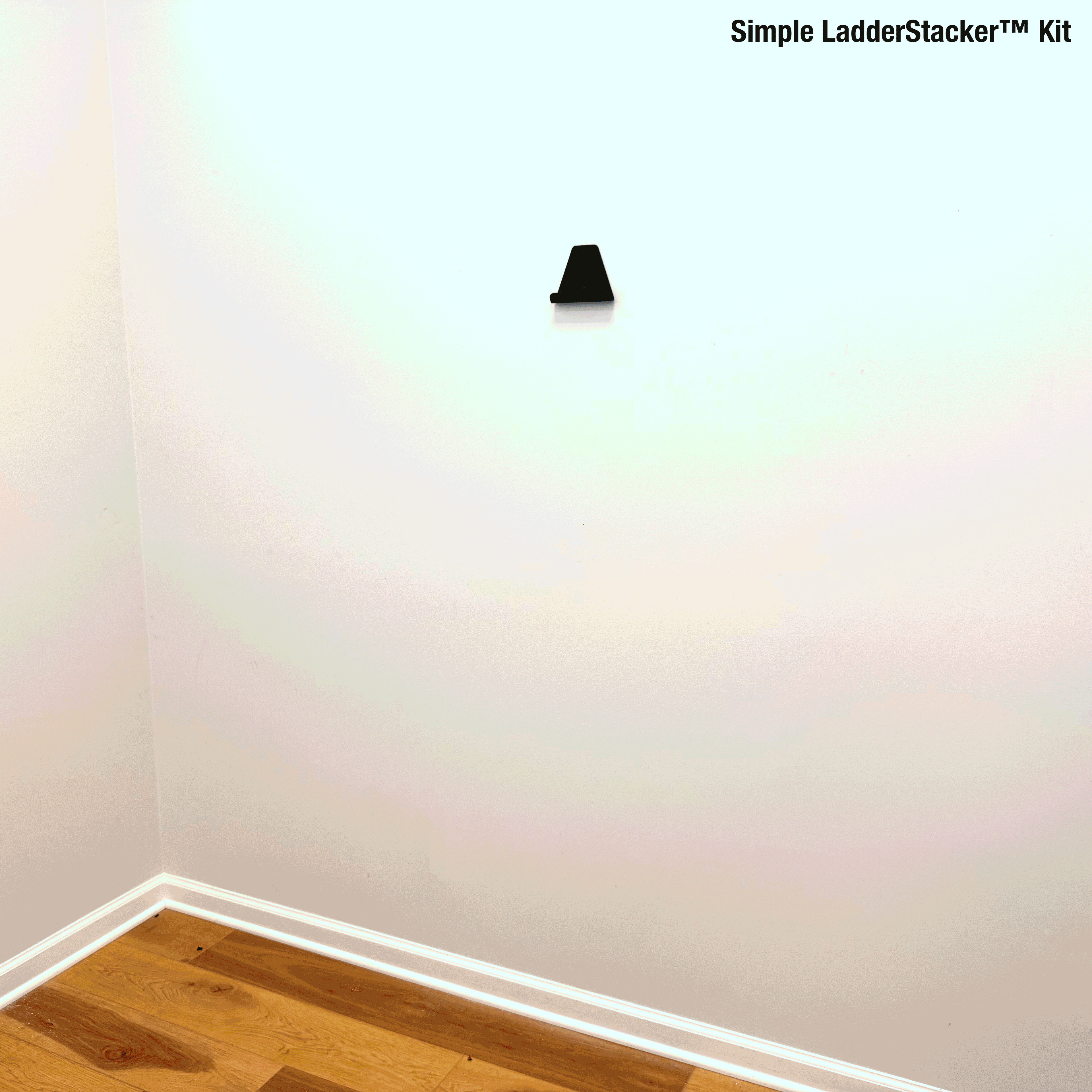 Simple LadderStacker kit bracket mounted on a wall