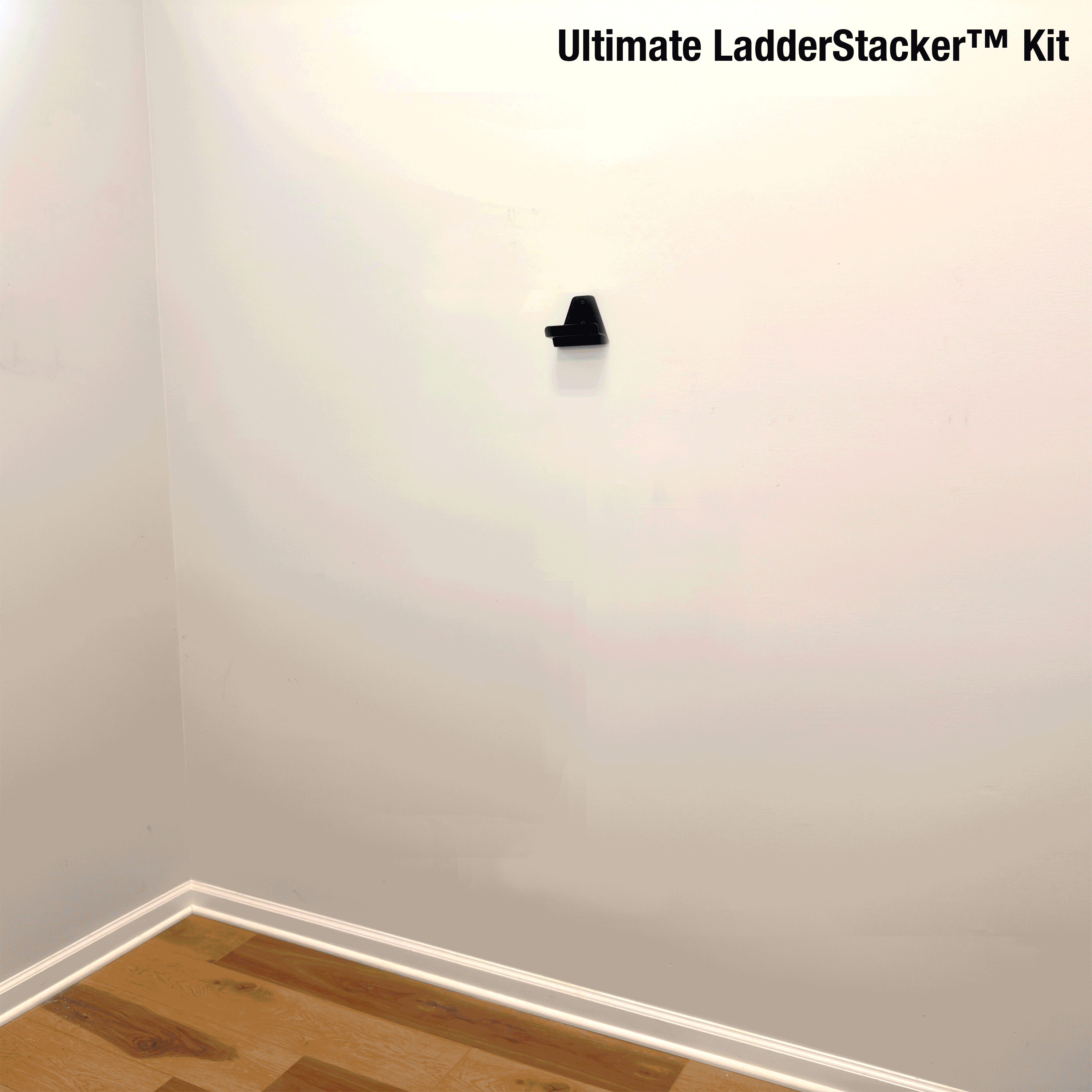 Ultimate LadderStacker kit mount on an empty wall