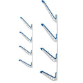 Pair of empty white XSR 4-level wall racks with blue padding