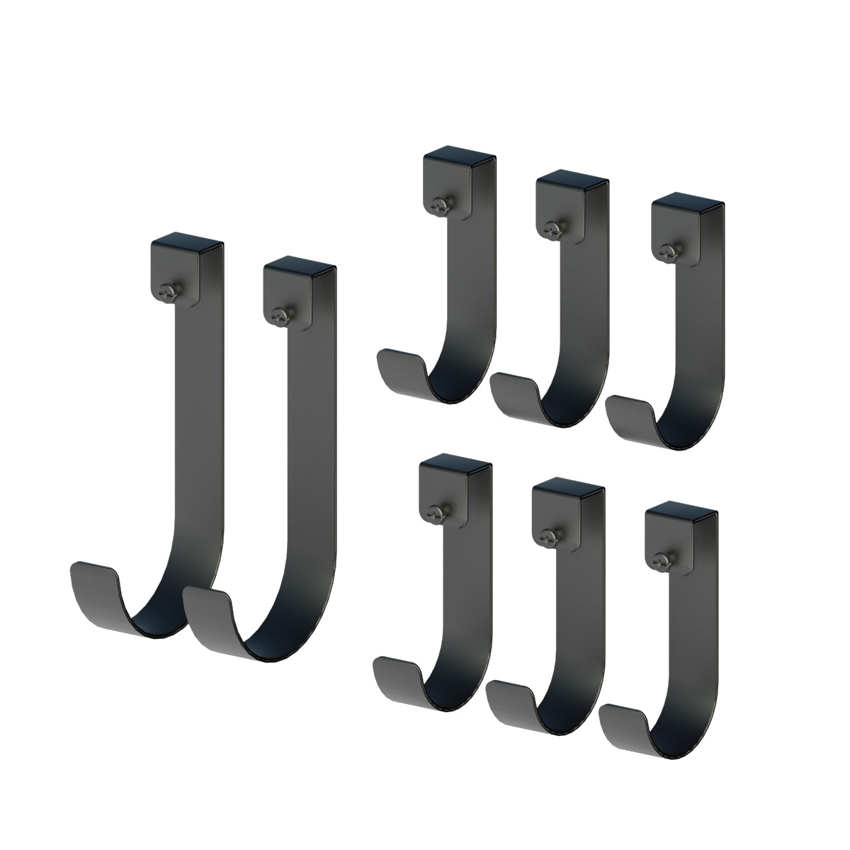 Set of eight black Bristol shelf hooks