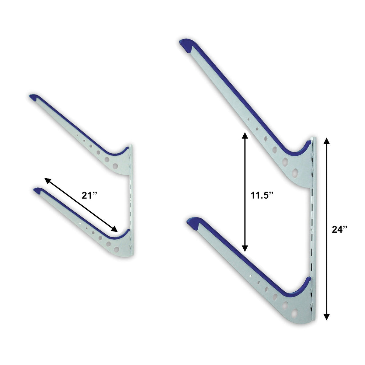 SUP rack arm dimensions: 21 in arms, 11.5 in spacing, 24 in tall