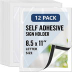 12-pack of white self-adhesive sign holders for 8.5 x 11-inch letter-size pages
