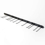 64-inch black wall rail with adjustable hooks