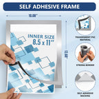 Silver sign holder size: 8.5 x 11-inch insert, 10.08 x 12.60-inch outer frame
