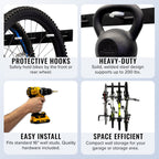Blackstone rack features: protective hooks, heavy-duty welded steel, easy install, space efficient