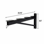 2 x 8 ft DIY shelf bracket dimensions: 23.75 in deep, 9.5 in tall, 1 in wide