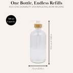 Clear 500 ml bottle size: 7.68 in tall, 2.95 in wide