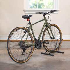 Bike standing upright in the CycleStand floor stand