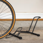 Close-up of the black CycleStand floor stand