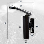 Swivel bike hook dimensions: 10 in arm, 10 in tall mount, 2.7 in wide