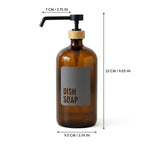Dish soap bottle size: 9.05 in tall, 3.74 in wide, 2.75 in spout