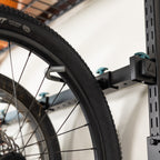Close-up of a bike tire on a G-Storage Pro hook